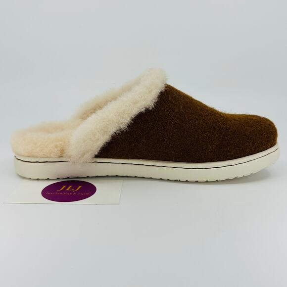 Born Women's Zoe 100% Wool Shearling Lined Slippers Cognac Brown Wool Size 6 - Picture 8 of 13